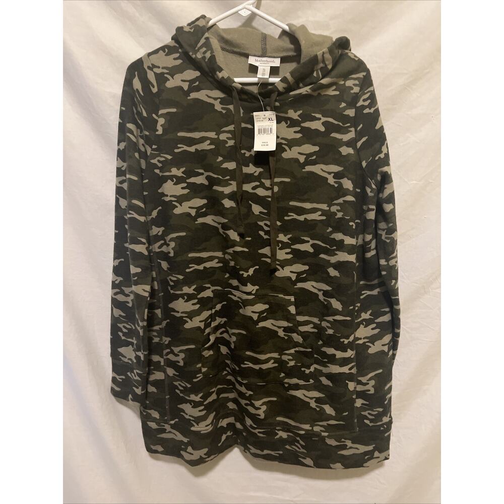 Motherhood Maternity Camo Hooded Fleece Sweatshirt Size XL Women's NWT